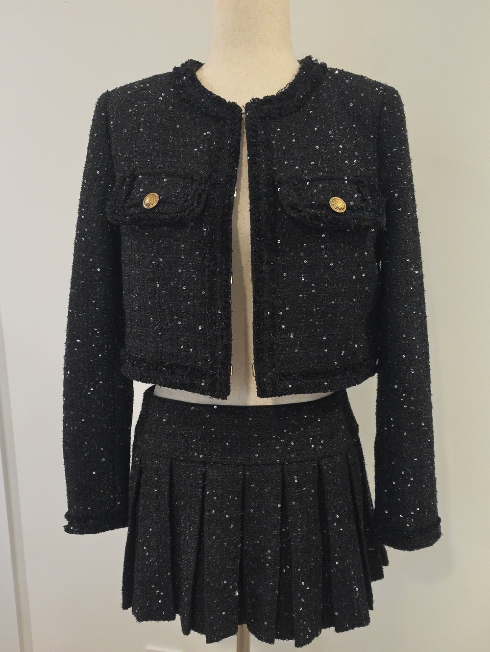NWT Alice + Olivia Dumont Sequin Tweed Jacket Emilie Skort Set 6/8